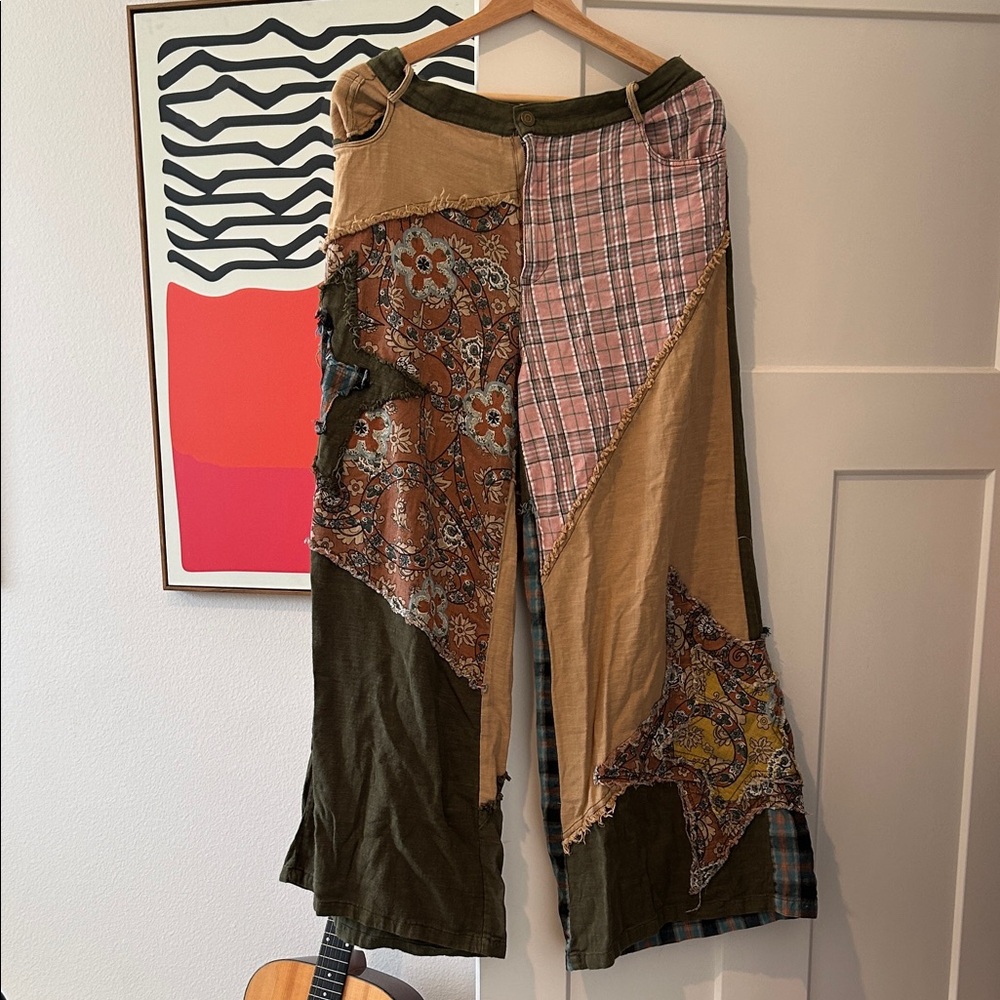 Blue Velvet Multicolor Patchwork Pants size L